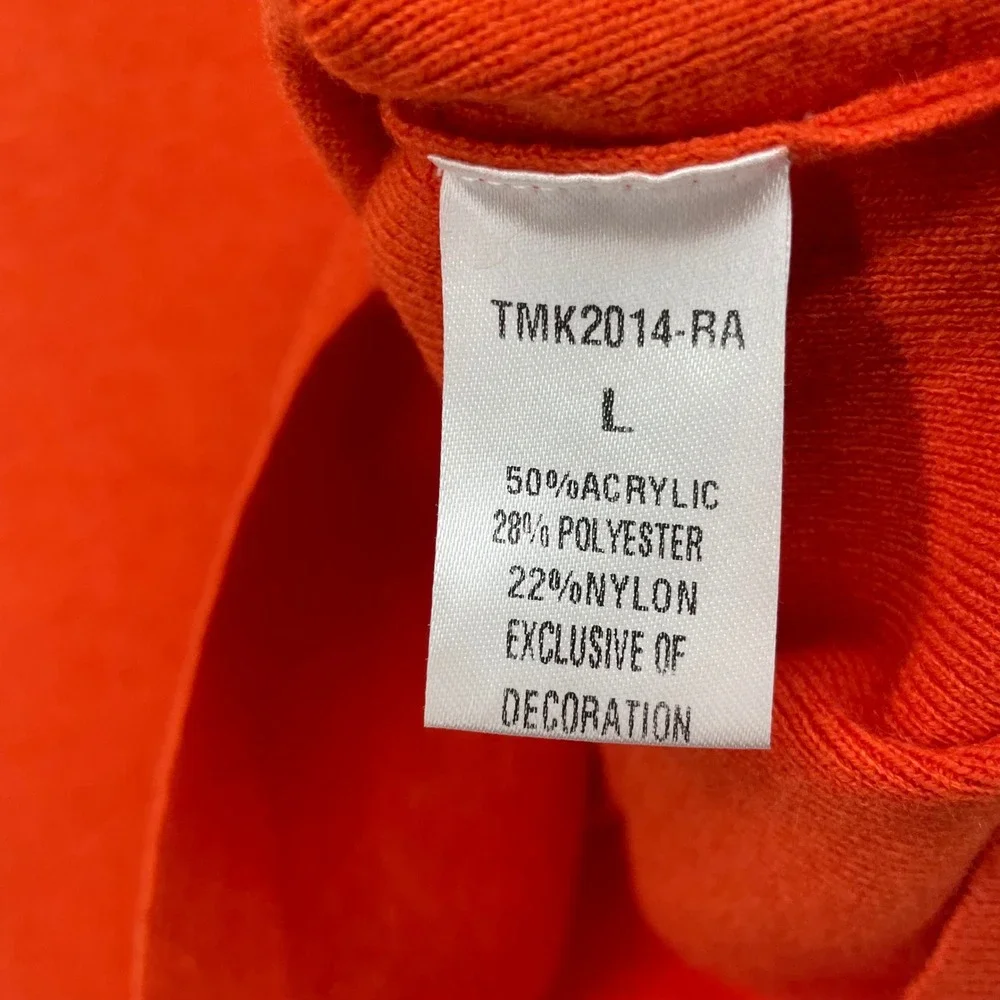 THML Women Size Large Sweater Vest Orange Pink V-Neck Knit Sleeveless Preppy